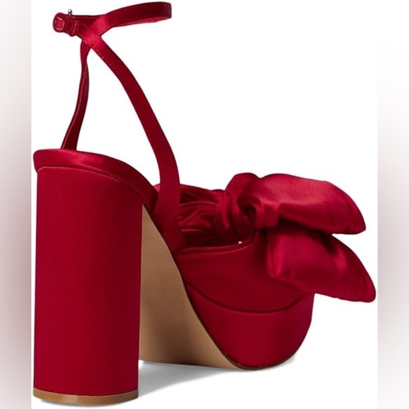 Steve Madden Bold Red Satin Bow Platform Sandals size 8.5 NWOB - Picture 7 of 12
